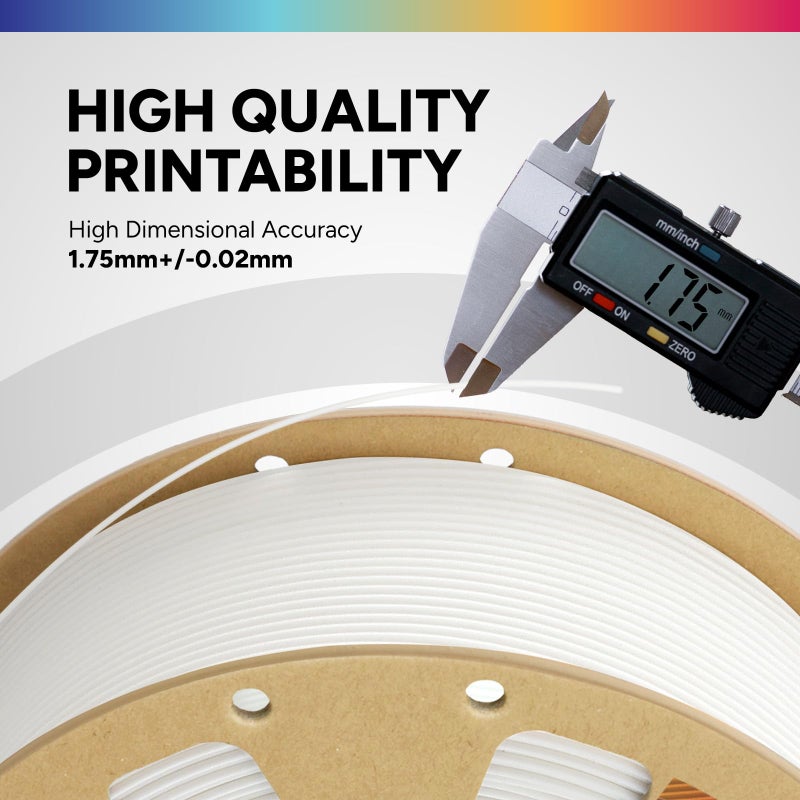 OVERTURE PLA Filament 1.75mm PLA 3D Printer Filament, 2kg Cardboard Spool (4.4lbs), Dimensional Accuracy +/- 0.02mm, Fit Most FDM Printer (White 2-Pack) - Image 3